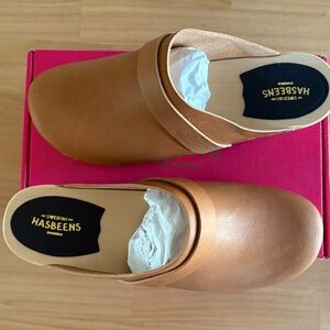 Swedish Hasbeens Clogs Natural Low Heel Clogs